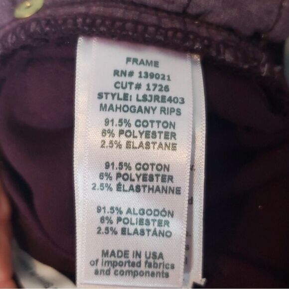 Frame Le Skinny de Jeanne Distressed Jeans 27 Mahogany Rips excellent condition - Picture 9 of 10